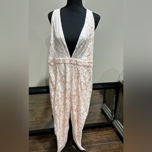 Lace light pink jumpsuit size large